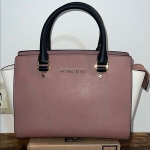 Michael Kors Mauve and Cream Satchel